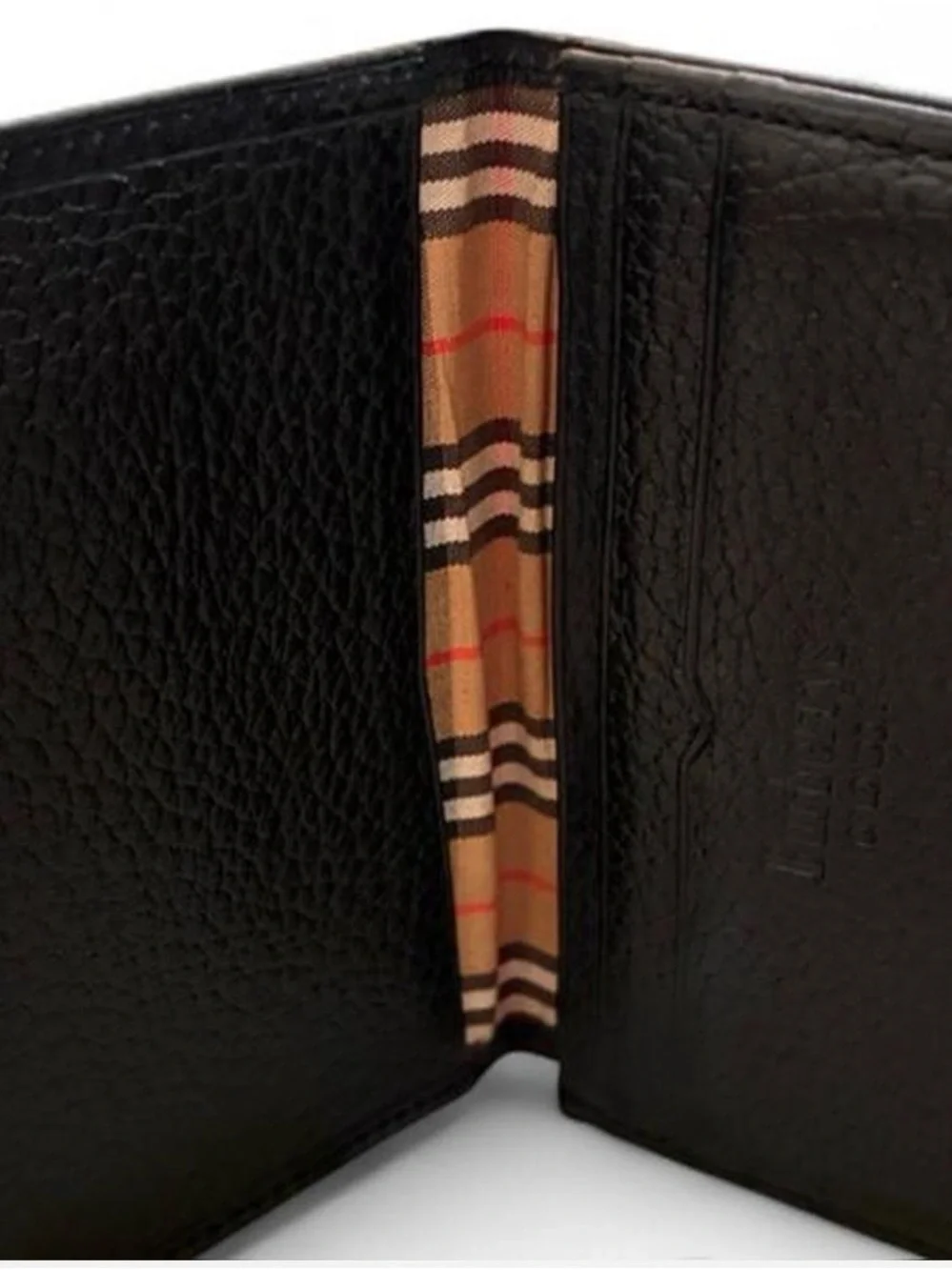 Vintage Burberrys Black Pebbled Leather Cardholder with Nova Check Lining - COA
